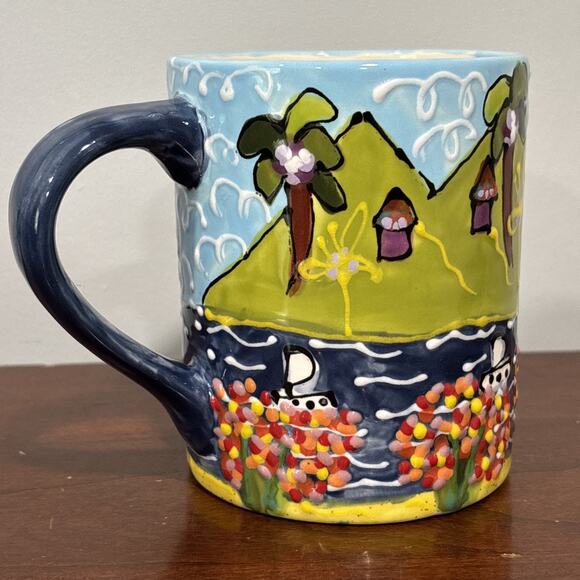 Michelle Elliot Hand Painted Art Wild Orchid Designs Saint Lucia Coffee mug Cup - Picture 3 of 12